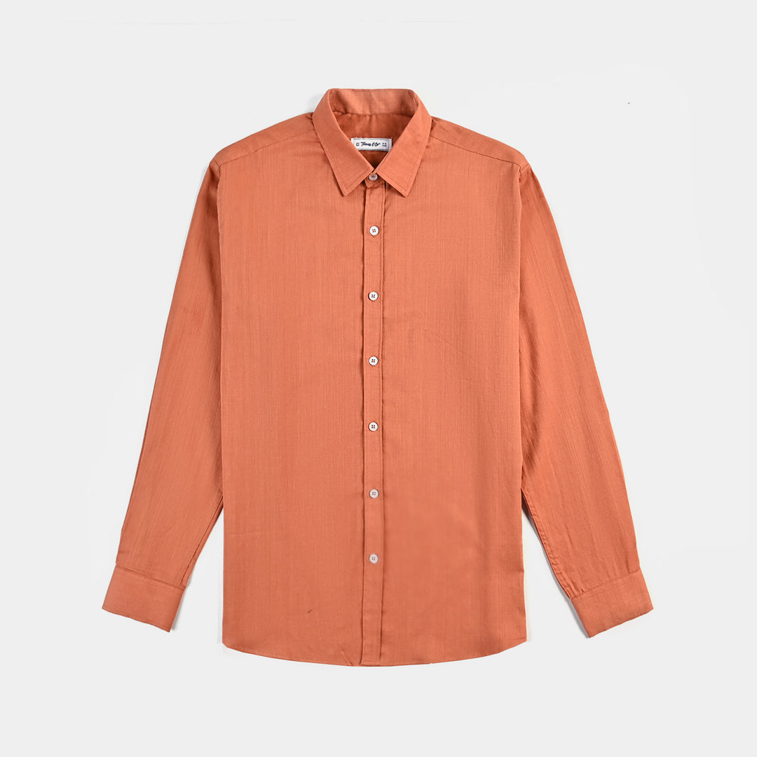 Teens Boys Cotton  F/S Casual Shirt-Rust