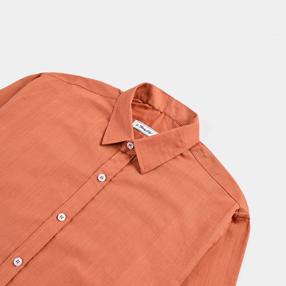 Teens Boys Cotton  F/S Casual Shirt-Rust