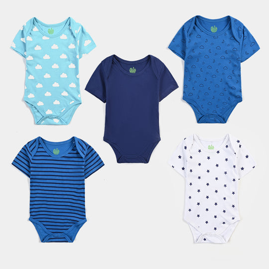 Infant Boys Cotton Jersey 5 Piece Set Blue Hues-Multicolor