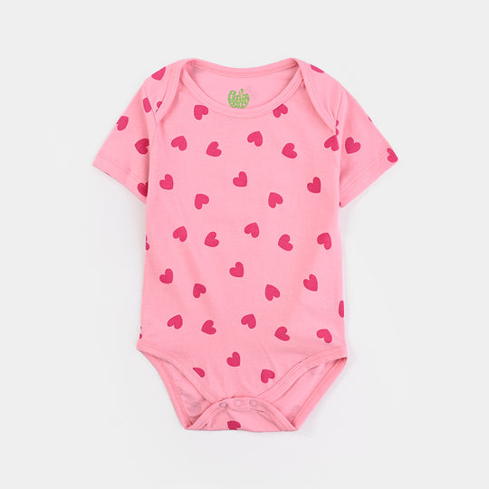 Infant Girls Cotton Jersey 3 Piece Set Hearts & Polka Dots-Pink