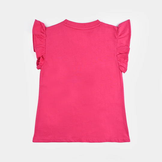Girls Cotton Jersey T-Shirt H/S Hello Beautiful-Purple