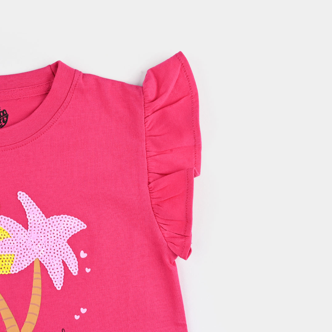 Girls Cotton Jersey T-Shirt H/S Hello Beautiful-Purple