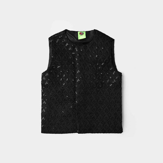 Infant Boys Poly Viscose Waistcoat (Monotone)-BLACK