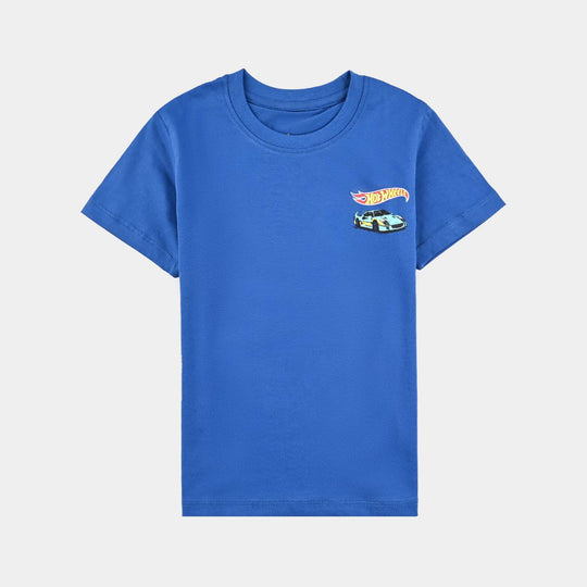 Boys Cotton Jersey T-Shirt H/S Hot Wheels Cars-C.Blue