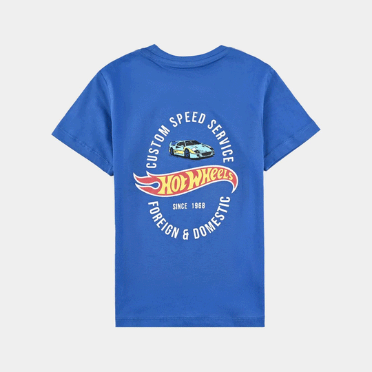 Boys Cotton Jersey T-Shirt H/S Hot Wheels Cars-C.Blue