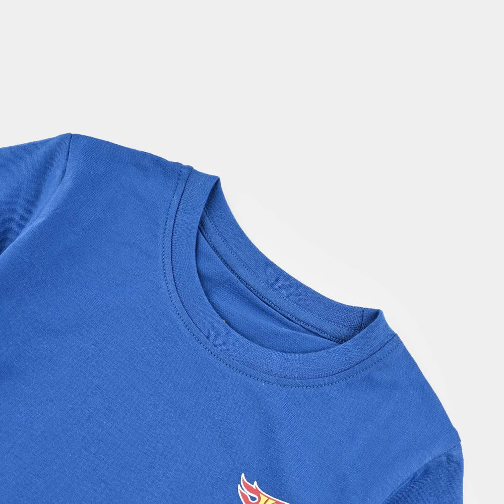 Boys Cotton Jersey T-Shirt H/S Hot Wheels Cars-C.Blue