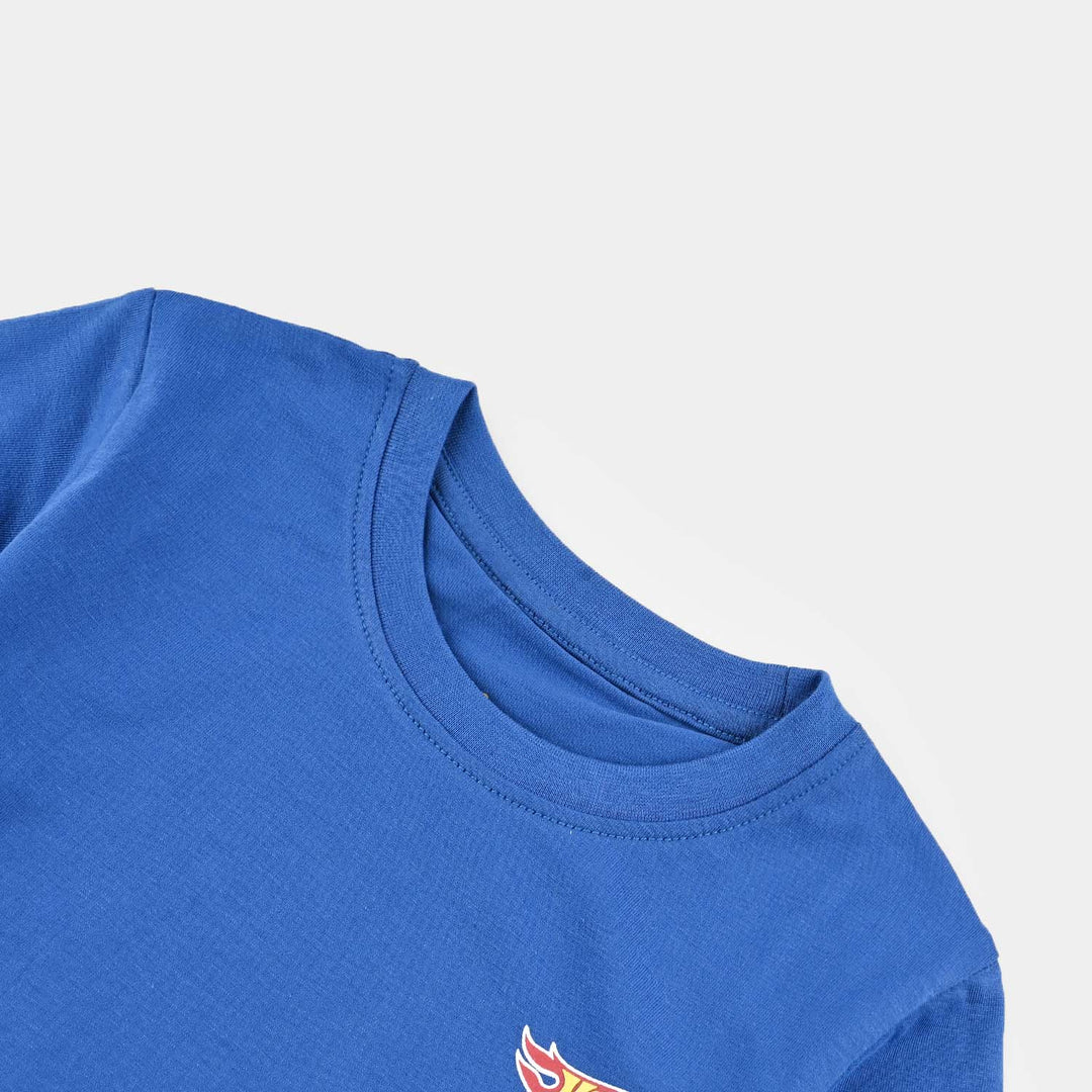Boys Cotton Jersey T-Shirt H/S Hot Wheels Cars-C.Blue