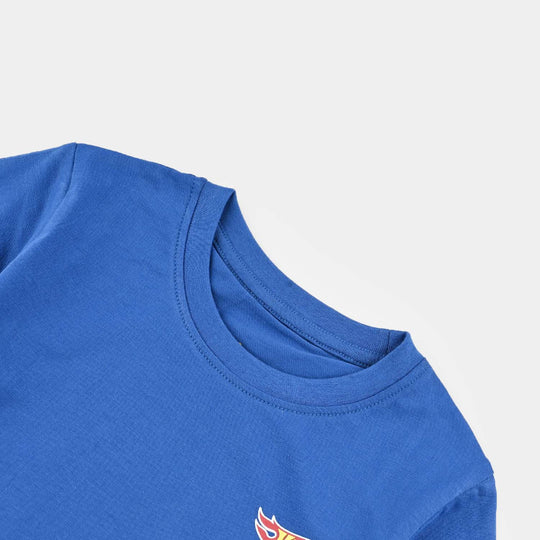 Boys Cotton Jersey T-Shirt H/S Hot Wheels Cars-C.Blue
