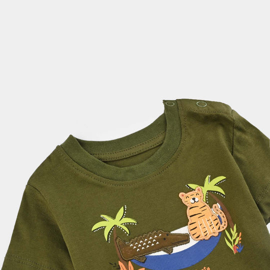 Infant Boys Cotton Jersey T-Shirt - Green