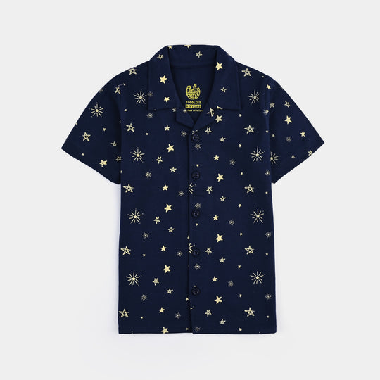 Boys Cotton Nightwear Stars-Navy Blue