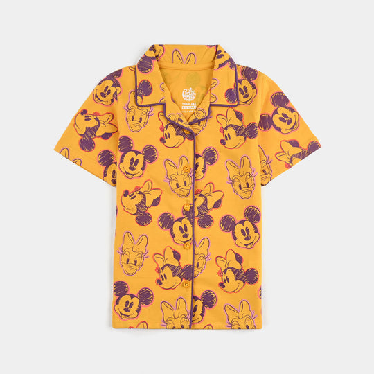 Girls Cotton Night Suit Character - Yellow