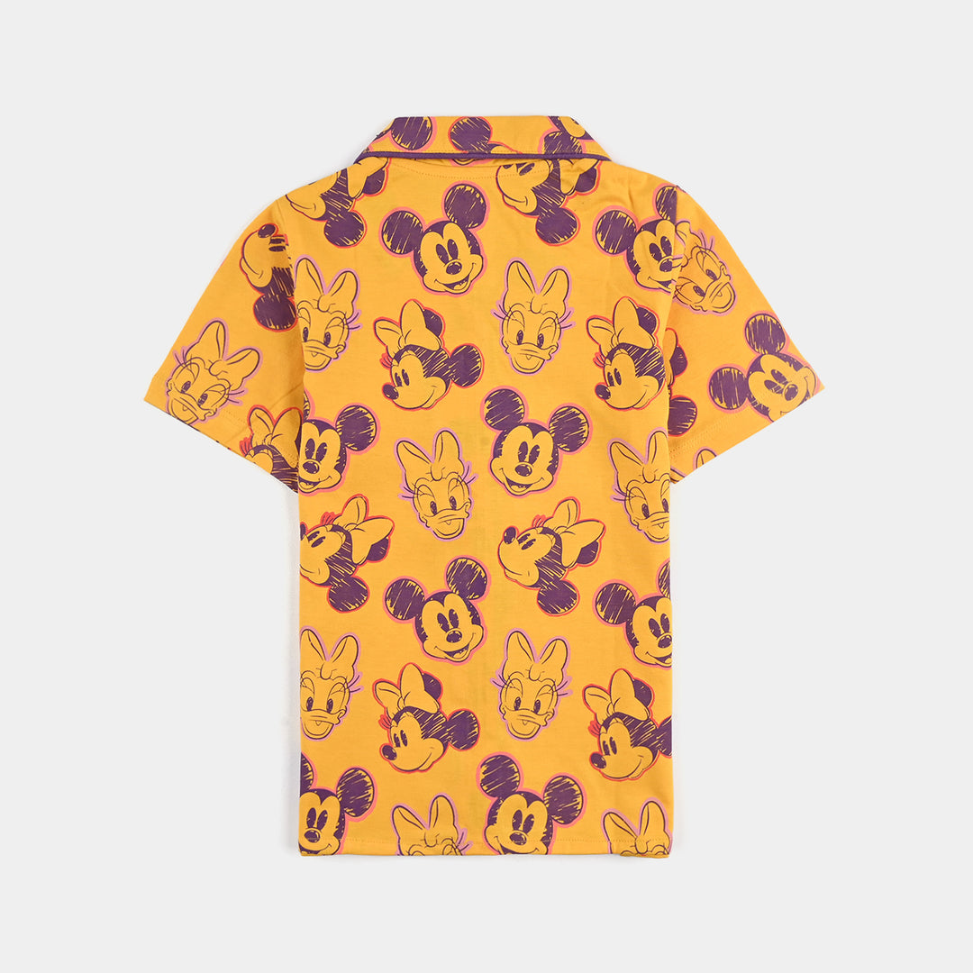 Girls Cotton Night Suit Character - Yellow