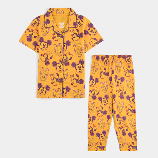 Girls Cotton Night Suit Character - Yellow