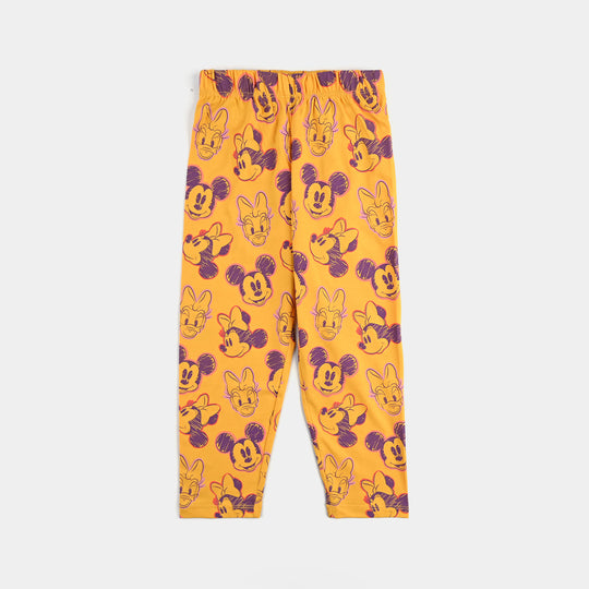 Girls Cotton Night Suit Character - Yellow