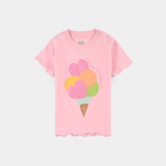Infant Girls Cotton Jersey T-Shirt Ice Cream For Everyone-C.Pink