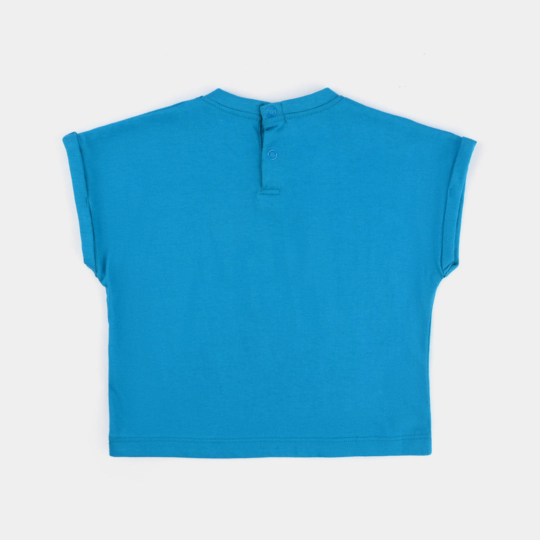Infant Girls Cotton Jersey T-Shirt TURTLE & MERMAID-Blue