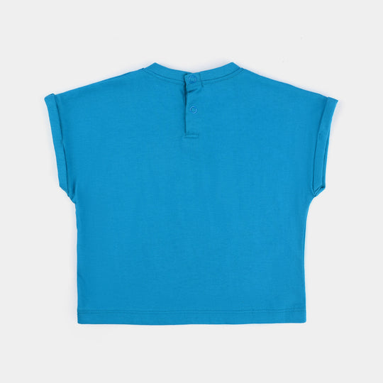 Infant Girls Cotton Jersey T-Shirt TURTLE & MERMAID-Blue
