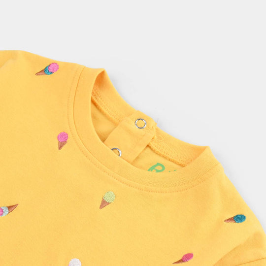 Infant Girls Cotton Jersey T-Shirt ICE CREAM-Banana