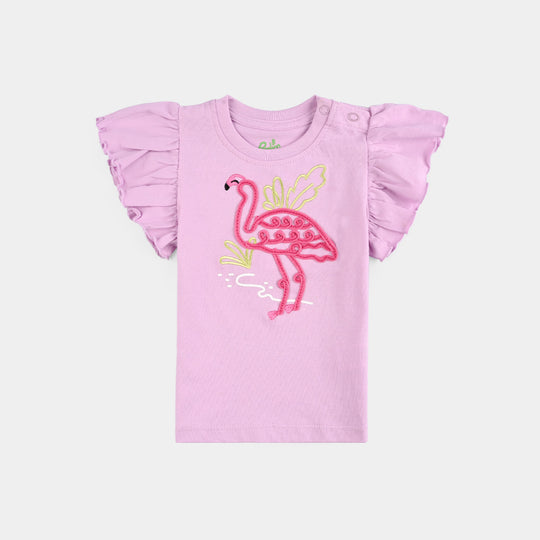 Infant Girls Cotton Jersey T-Shirt Flamingo