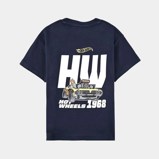 Boys Cotton Jersey T-Shirt HS Hot Wheels-Navy Blue