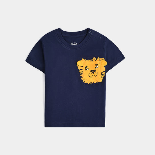 Infant Boys Cotton Jersey T-Shirt Lion-Navy Blue