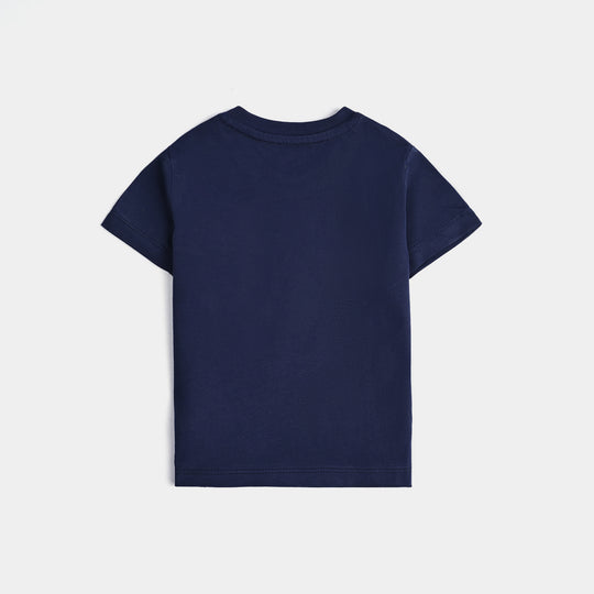 Infant Boys Cotton Jersey T-Shirt Lion-Navy Blue