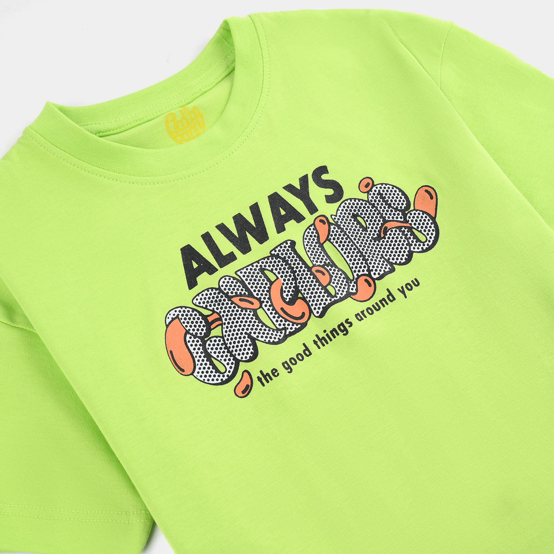 Boys Cotton Jersey T-Shirt HS Always Explore-Acid Lime