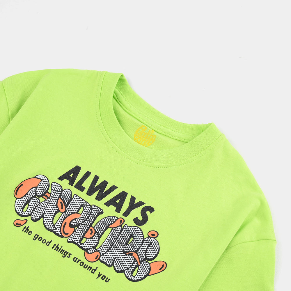 Boys Cotton Jersey T-Shirt HS Always Explore-Acid Lime