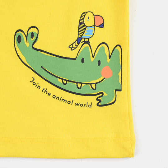 Infant Boys Cotton Jersey T-Shirt Jungle-Cyber. Yellow