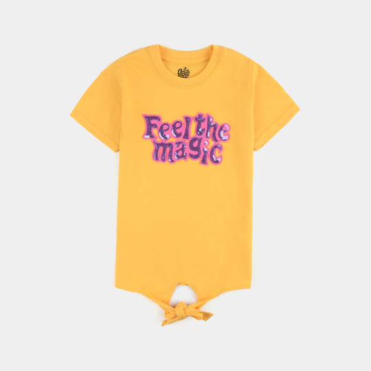 Girls Cotton Jersey T-Shirt Feel The Magic-Banana