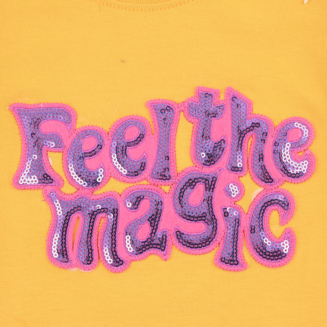 Girls Cotton Jersey T-Shirt Feel The Magic-Banana