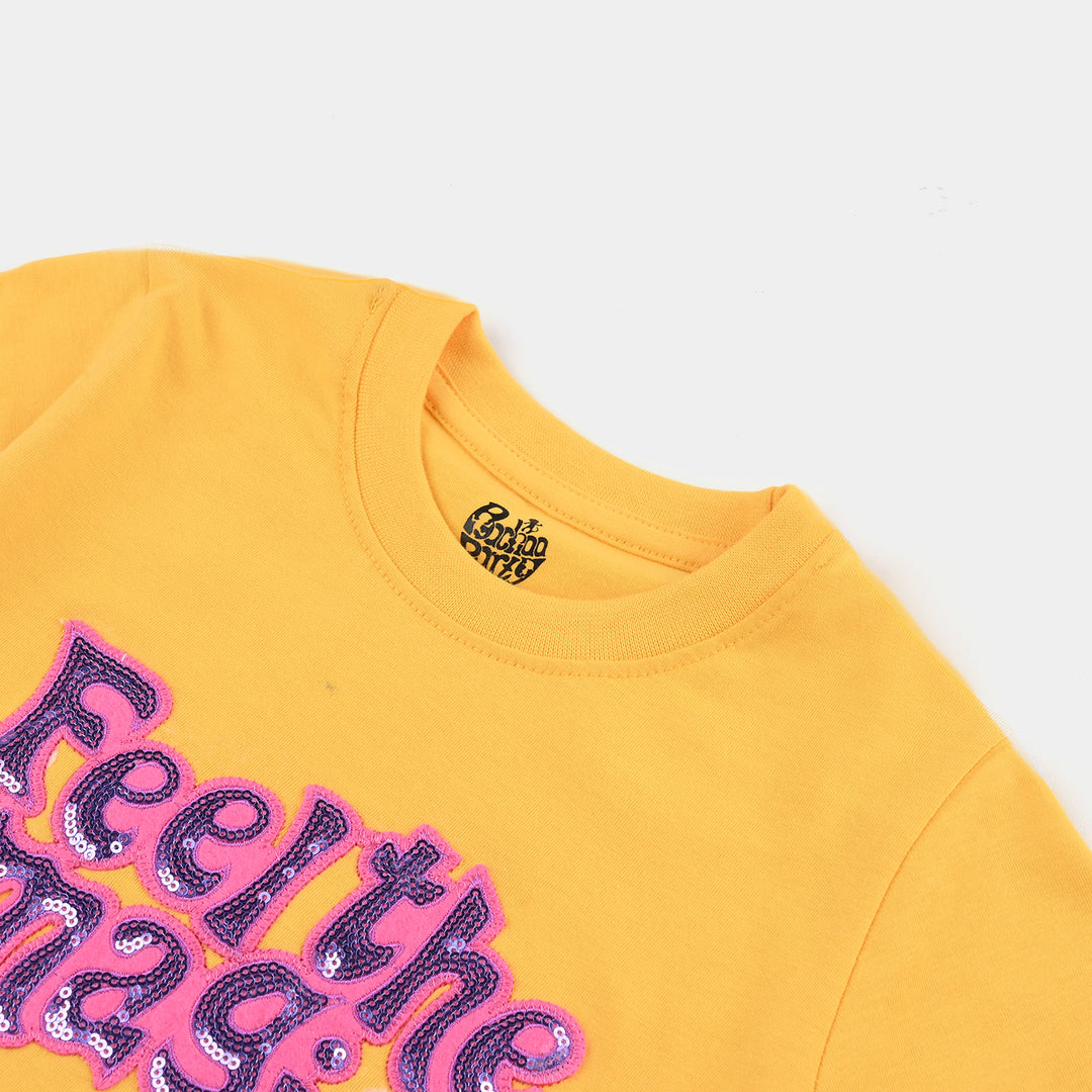 Girls Cotton Jersey T-Shirt Feel The Magic-Banana