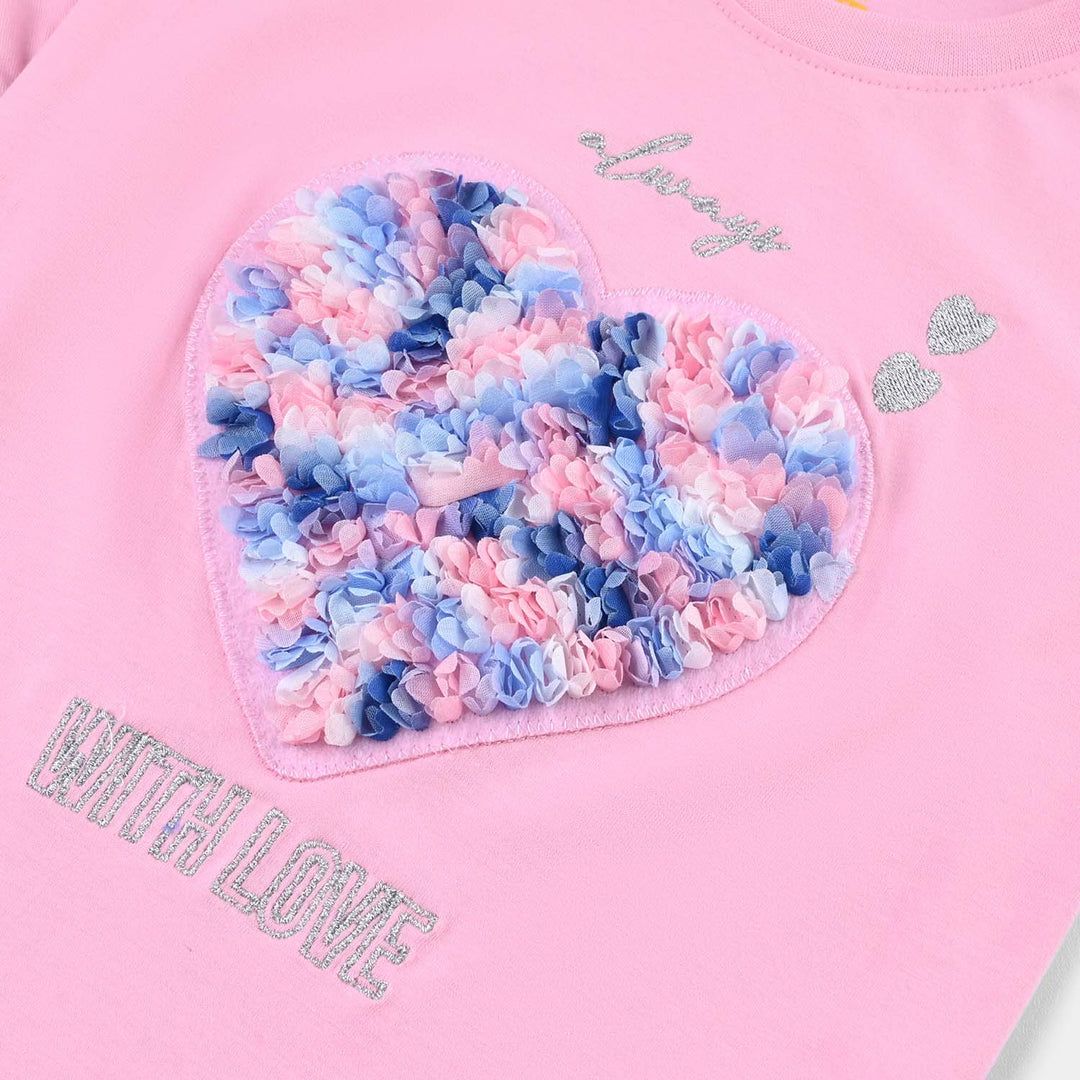 Girls Cotton Jersey T-Shirt Always With Love-Prism Pink
