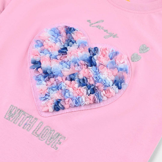 Girls Cotton Jersey T-Shirt Always With Love-Prism Pink