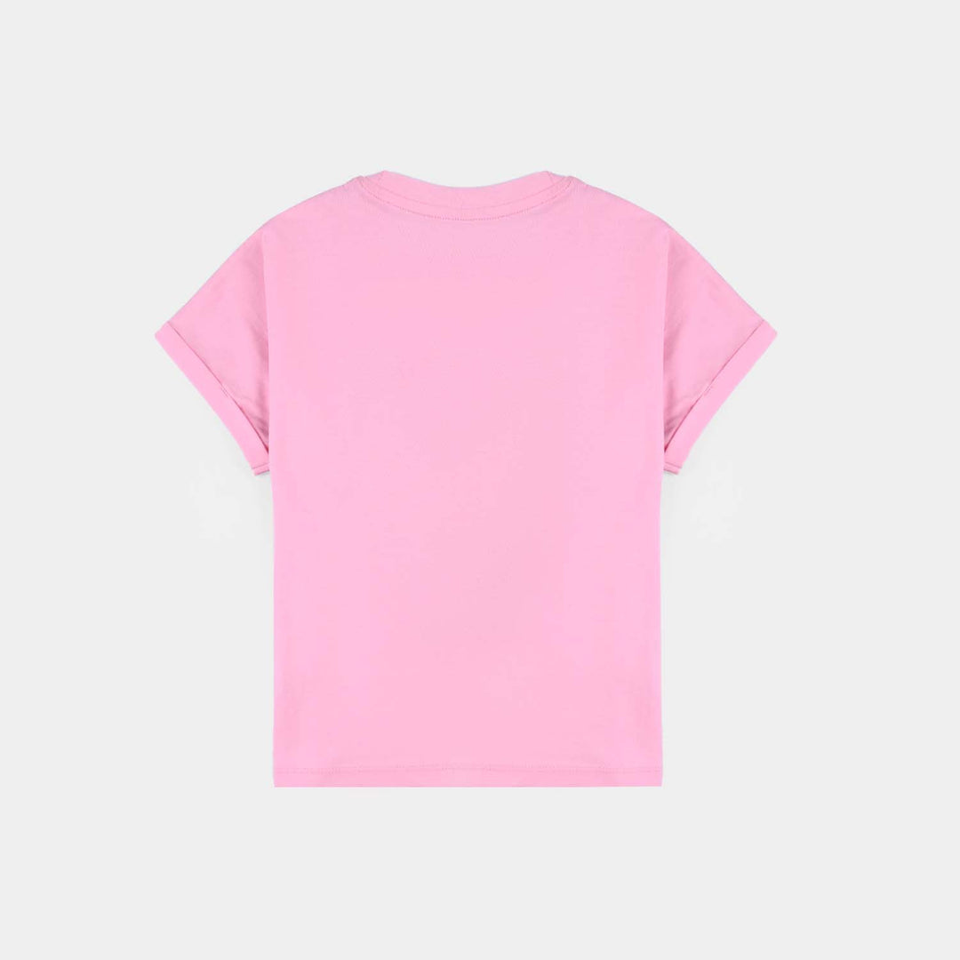 Girls Cotton Jersey T-Shirt Always With Love-Prism Pink
