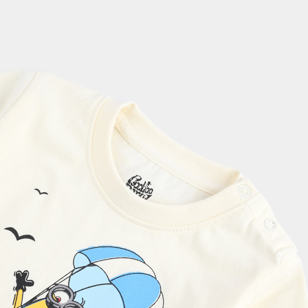 Infant Boys Cotton Jersey Round Neck T-Shirt-Vanilla Ice