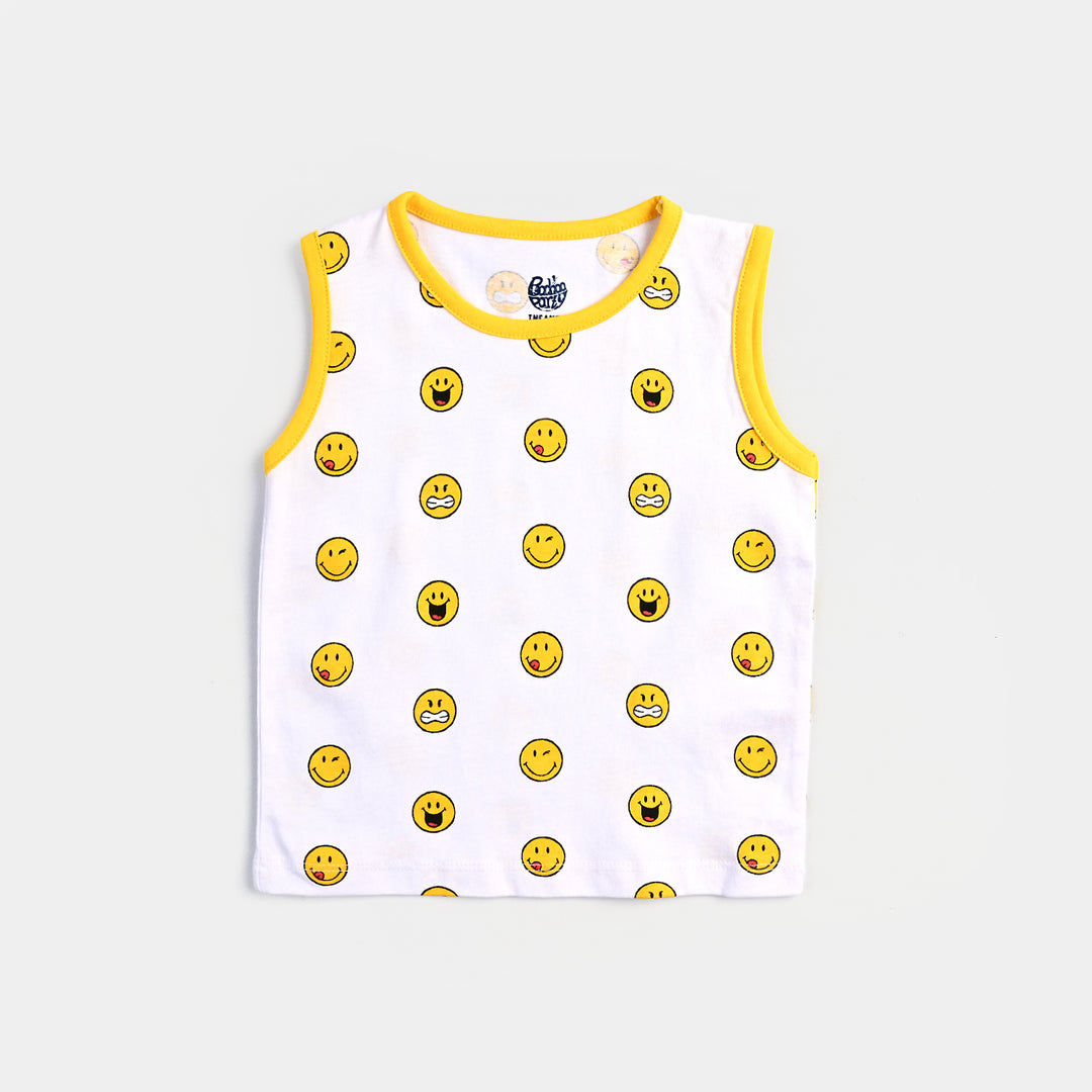 Infant Boys Cotton Jersey Sando Smiley World-Cyber Yellow