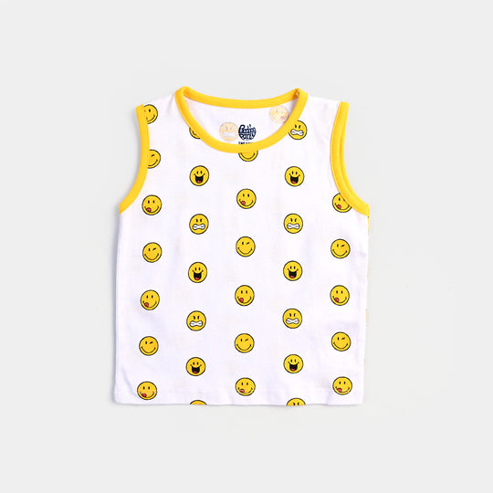 Infant Boys Cotton Jersey Sando Smiley World-Cyber Yellow