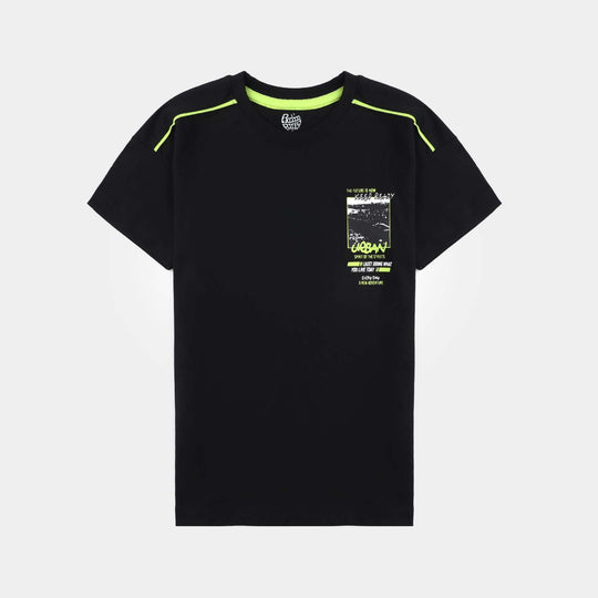 Boys Cotton Jersey T-Shirt H/S Keep Ready-Jet Black