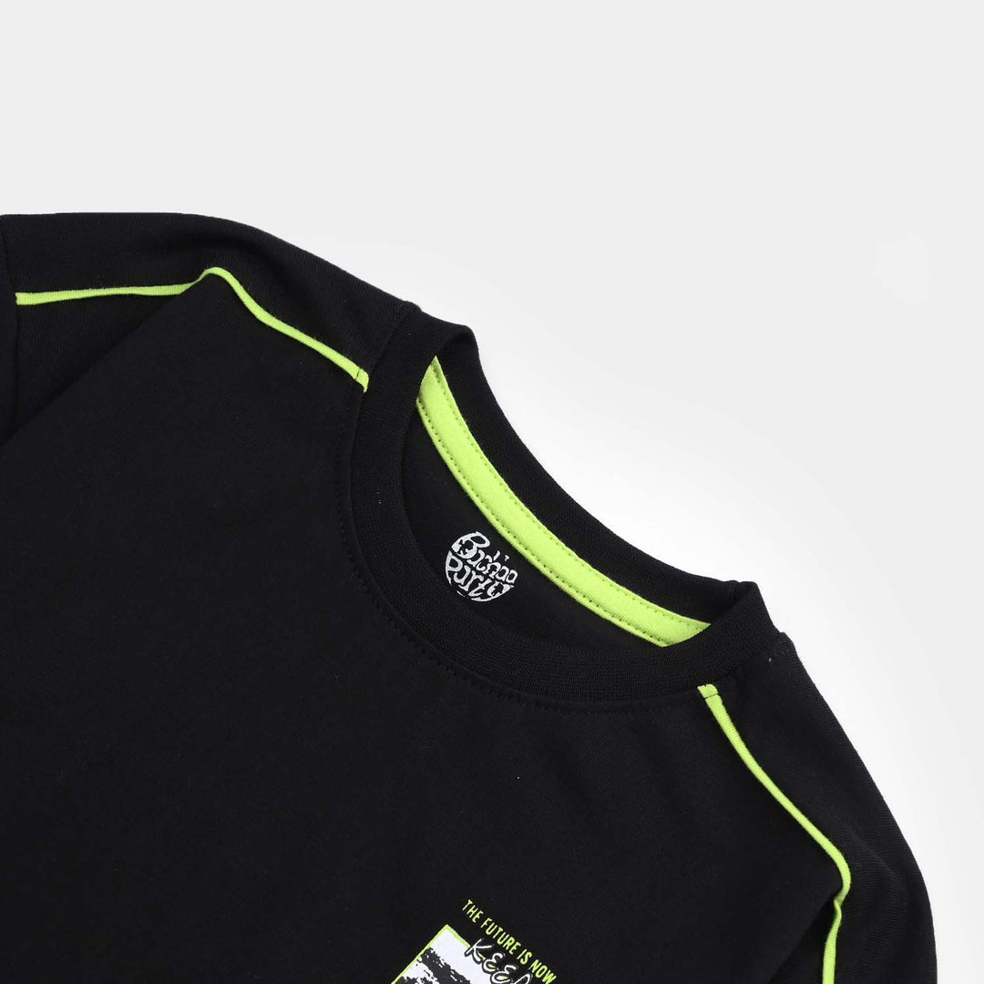 Boys Cotton Jersey T-Shirt H/S Keep Ready-Jet Black
