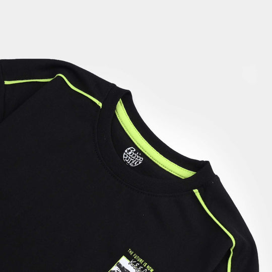 Boys Cotton Jersey T-Shirt H/S Keep Ready-Jet Black