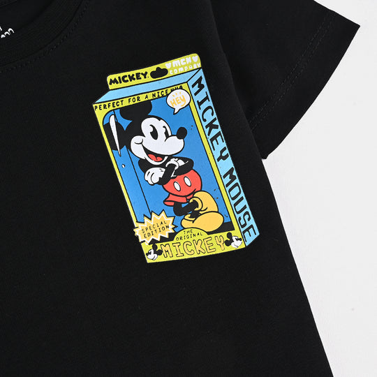 Infant Boys Cotton Jersey Round Neck T-Shirt-Jet Black