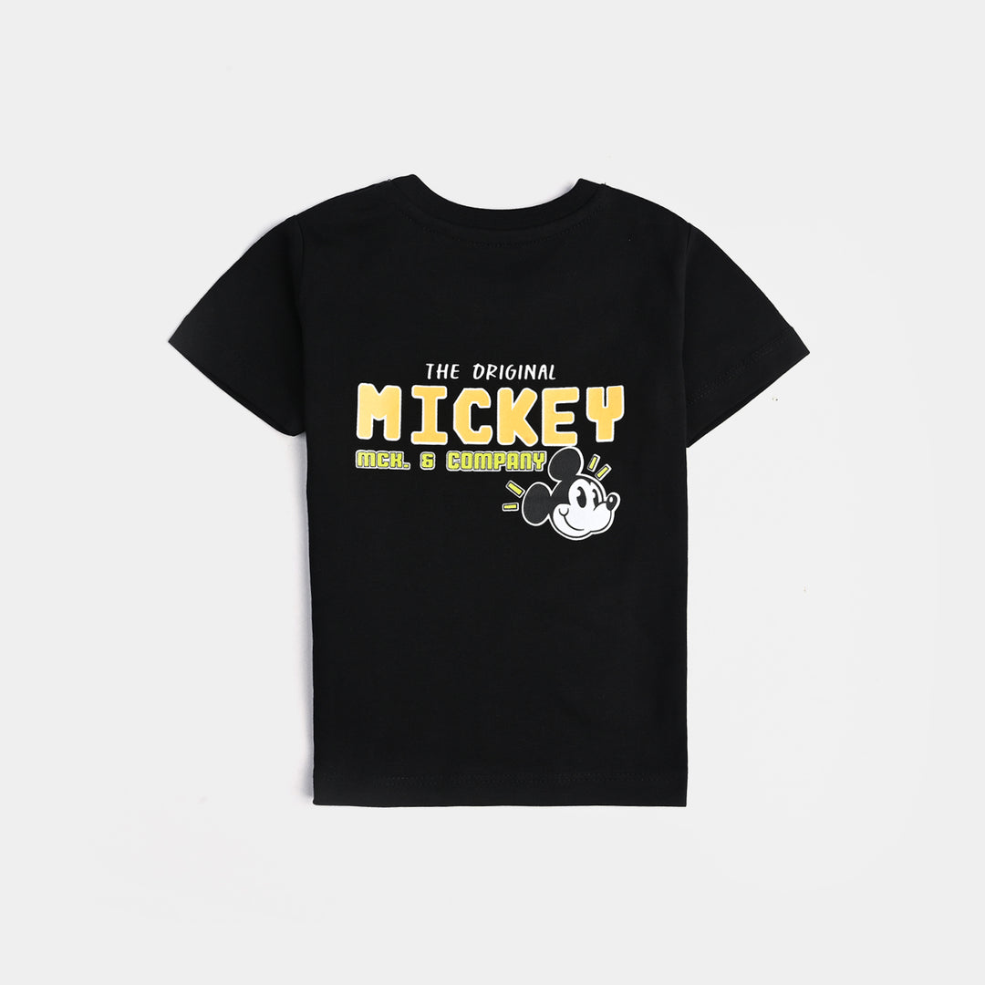 Infant Boys Cotton Jersey Round Neck T-Shirt-Jet Black