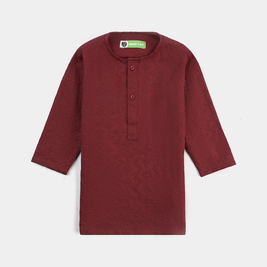 Infant Boys Cotton Printed Kurta (Chicken)-MAROON