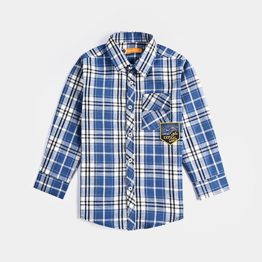 Boys Yarn Dyed Casual Shirt (Explore)-Blue Check