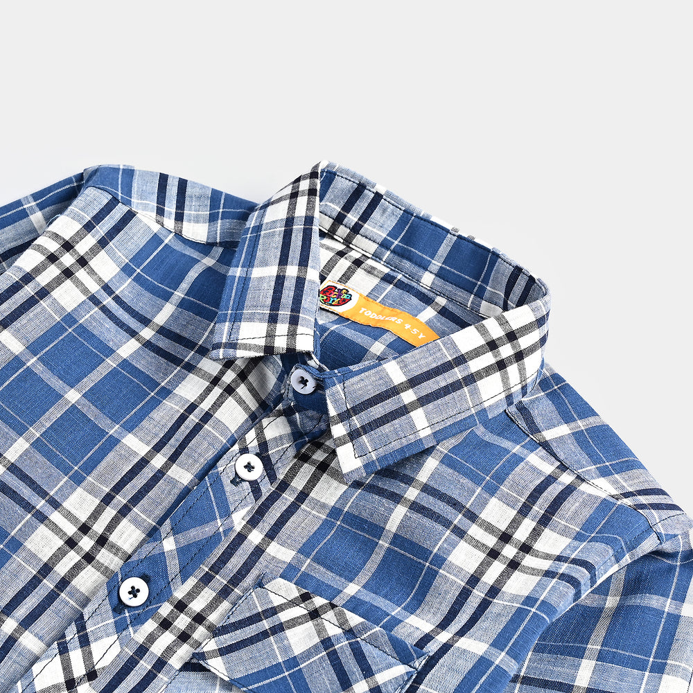 Boys Yarn Dyed Casual Shirt (Explore)-Blue Check