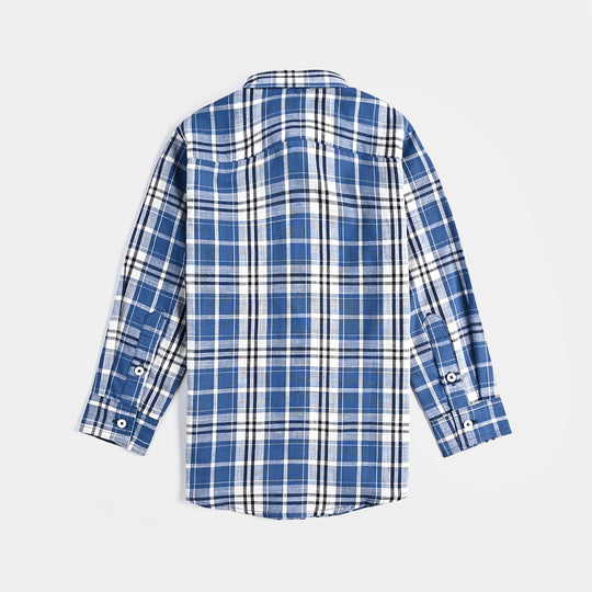 Boys Yarn Dyed Casual Shirt (Explore)-Blue Check