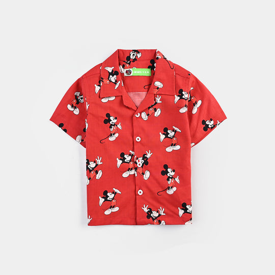 Infant Boys Cotton Shirt (Sea World)-Red