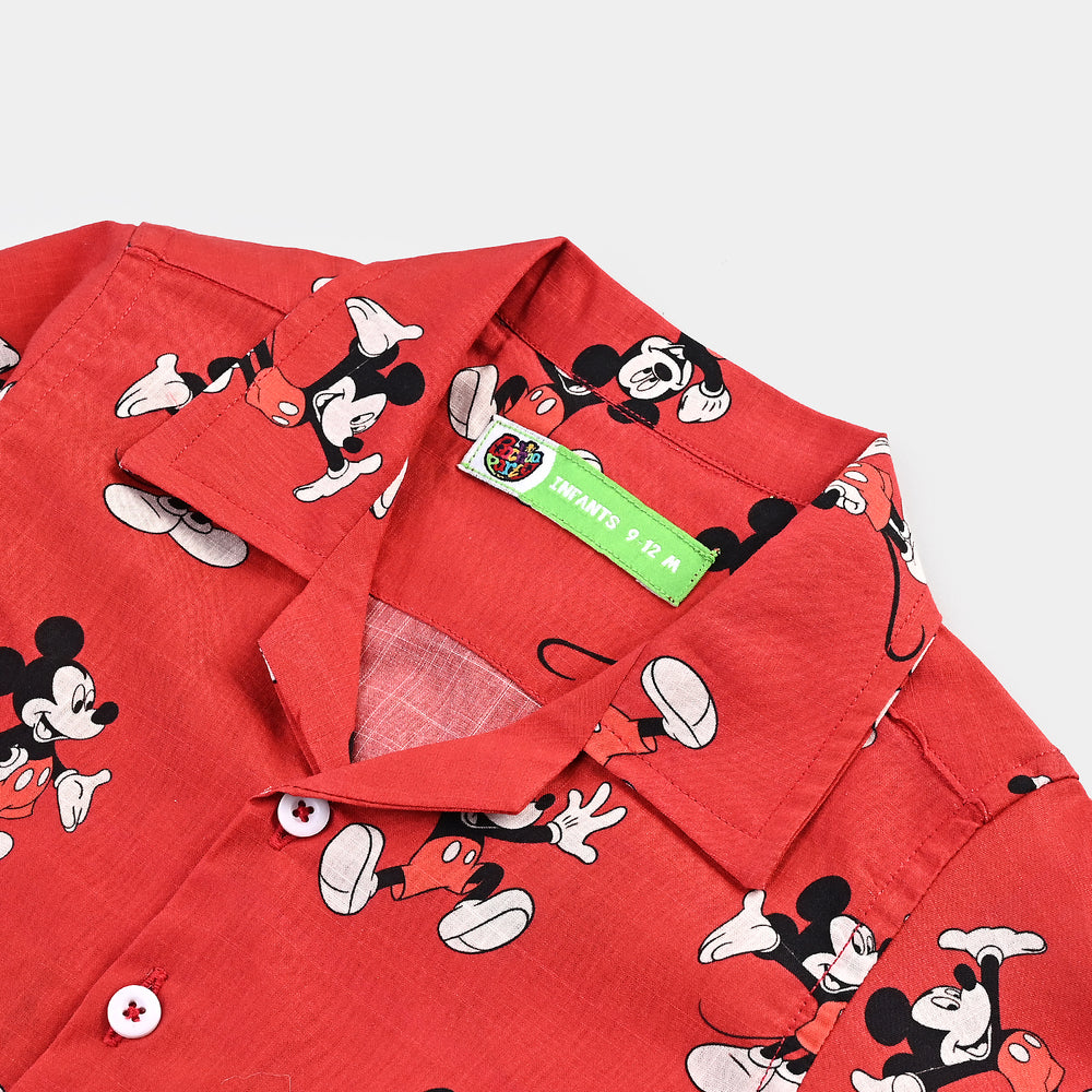 Infant Boys Cotton Shirt (Sea World)-Red