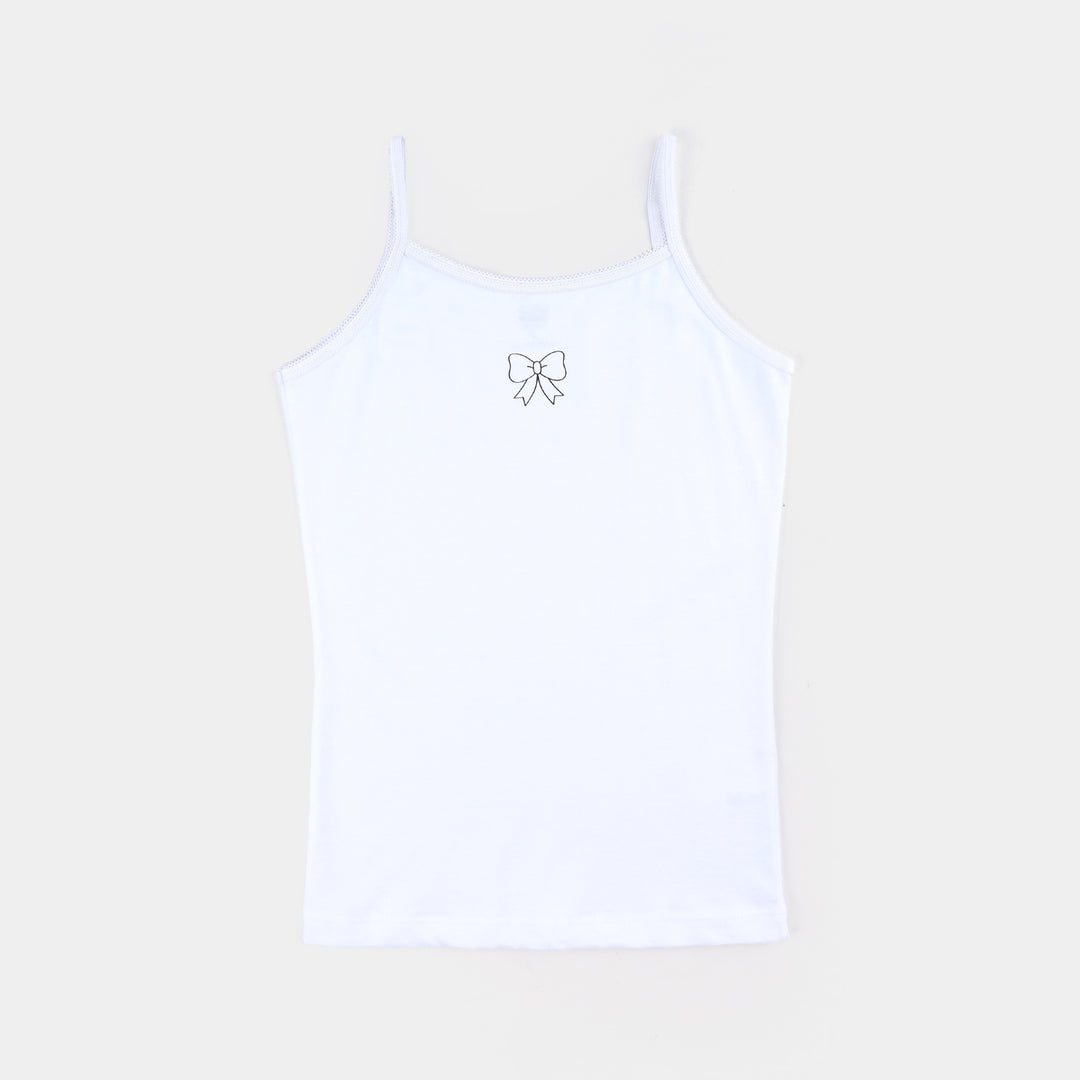 Girls Cotton Jersey Cami Lines-Pack of 2-White/Pink